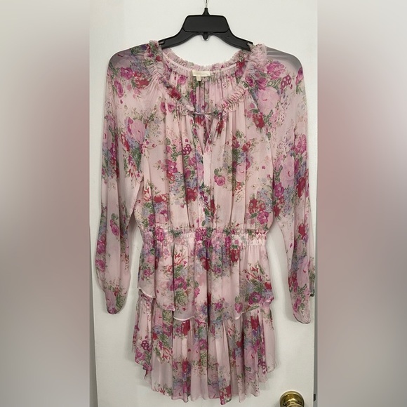 LoveShackFancy Popover Mini Dress Shimmering Springs Floral Size Large - Picture 3 of 5